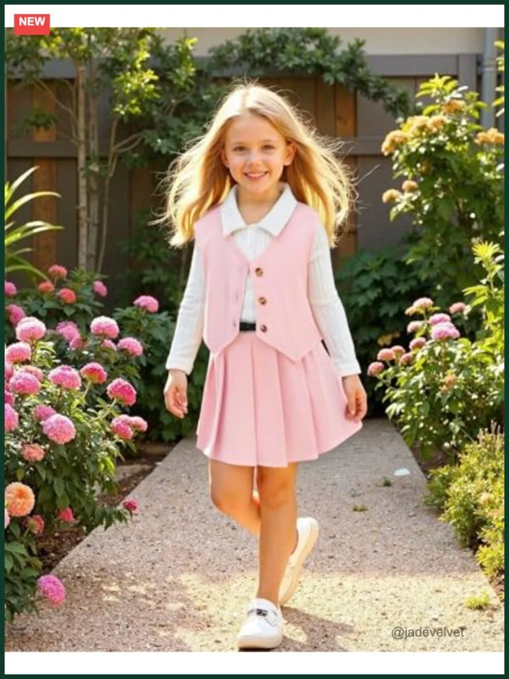 Toddler Girl 3-Piece Skirt Set: Vest, Long Sleeve Top, Pleated Skirt